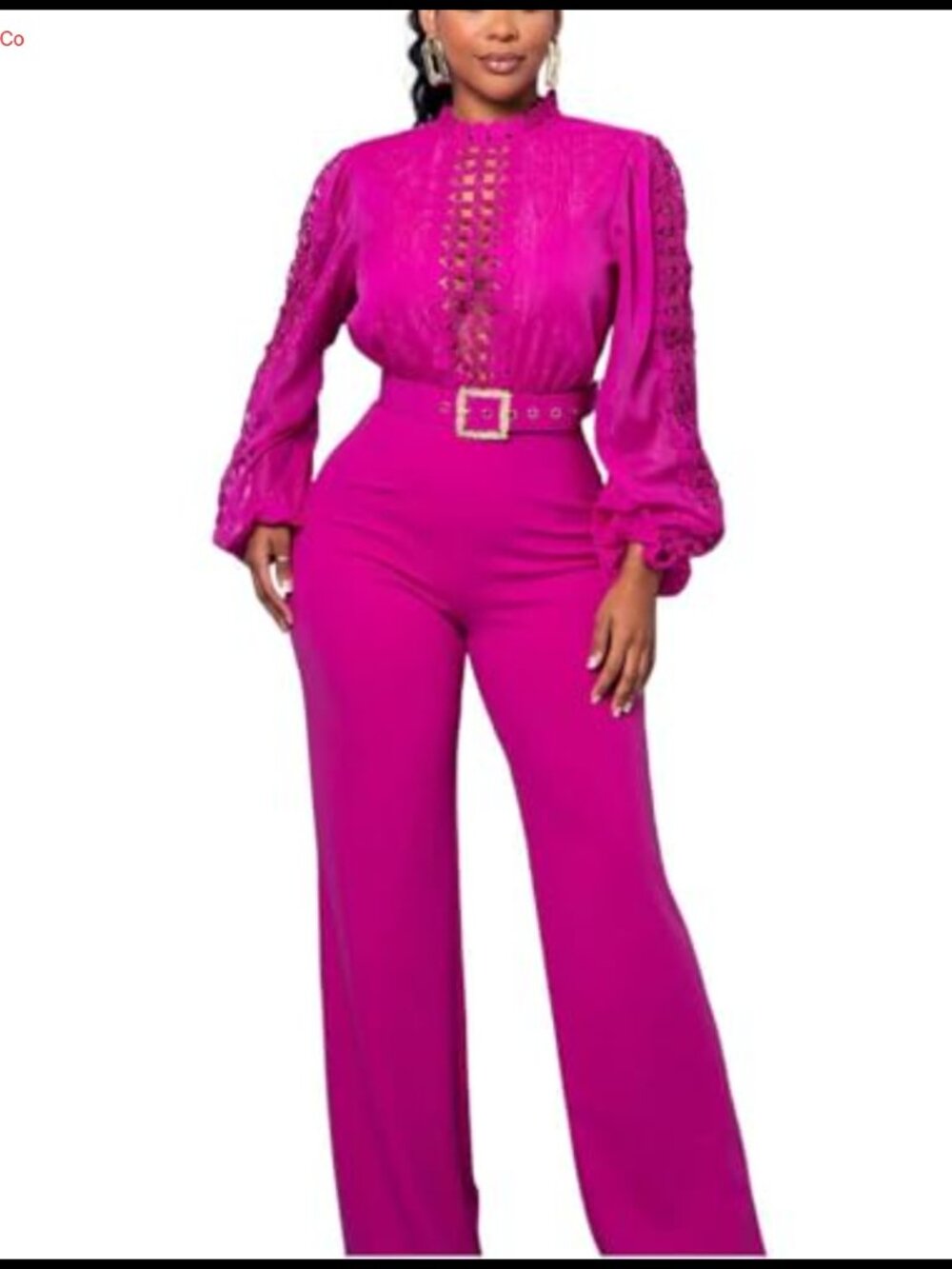 Women's Wide Leg Jumpsuit Collared Neck Zipper Slim Fit Formal Dressy